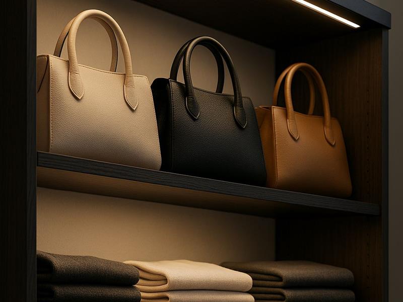 Mobilier de rayon : ruban LED dans profils aluminium noir, mise en valeur produit